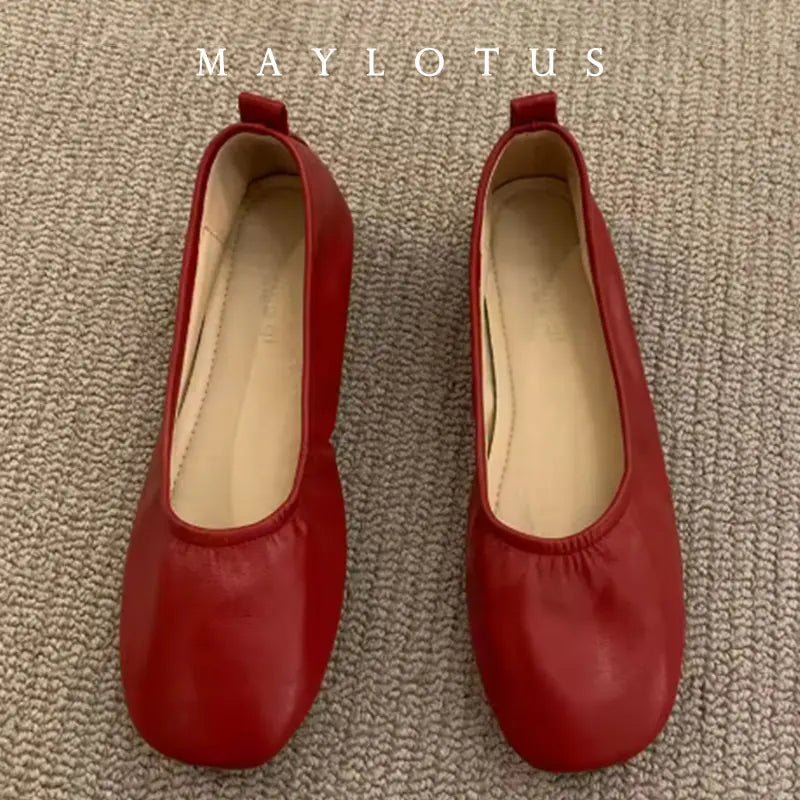 MALEY LifeStyle Women's Japanned Leather Ballet Flats
