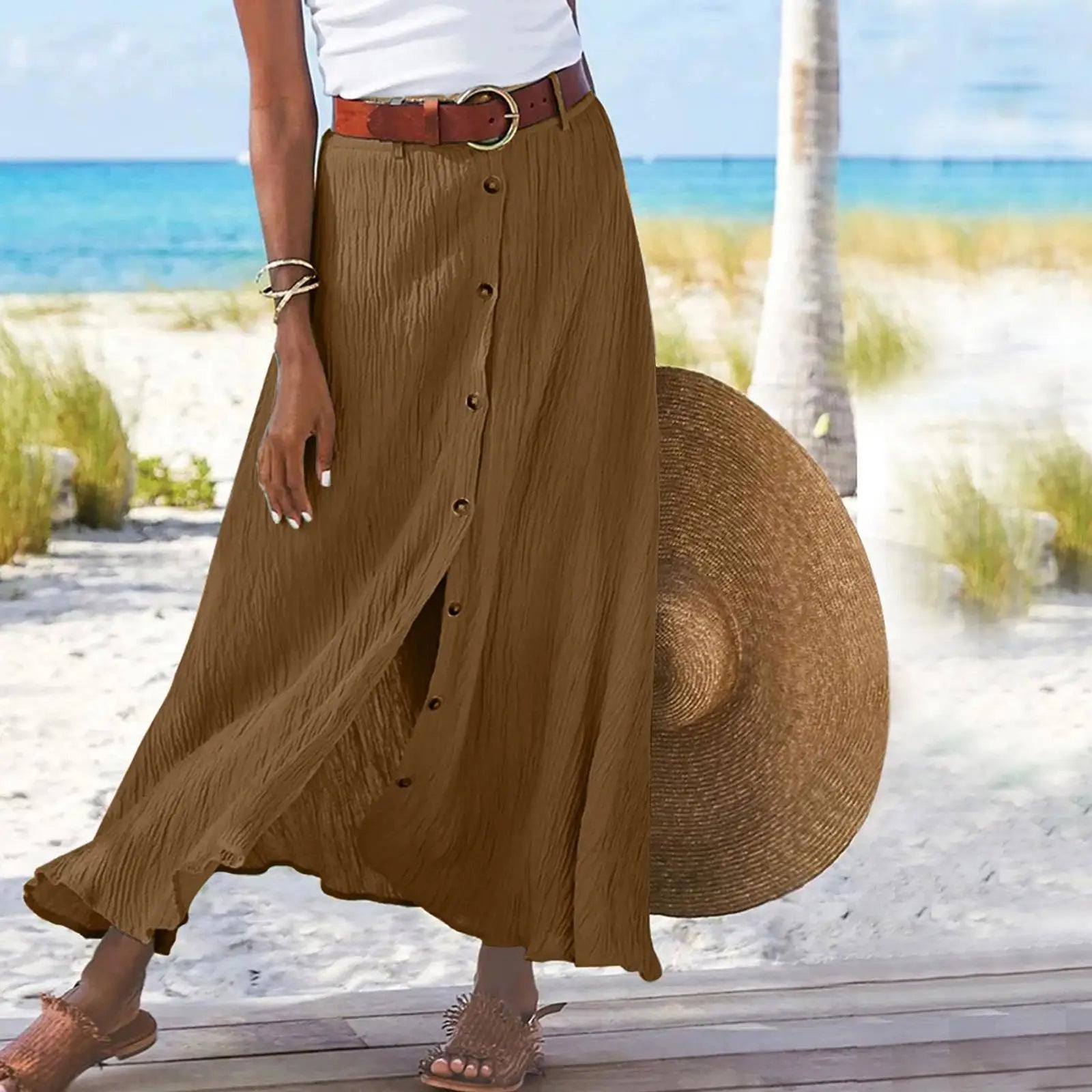Cotton A-Line Long Skirt for Women by owner girl