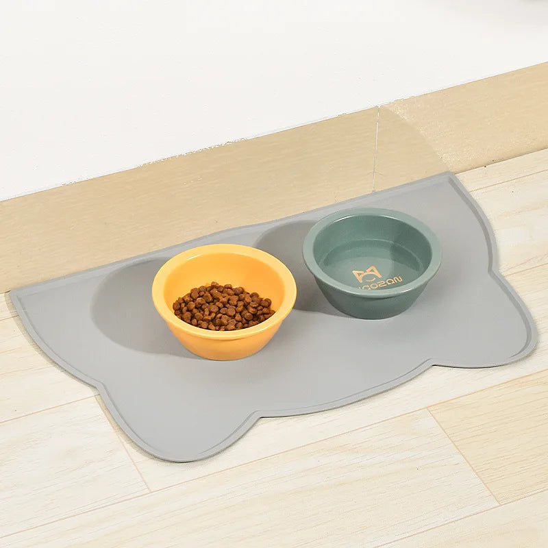 Adorable Cat-Shaped Non-Slip Pet Placemat for Clean Feeding