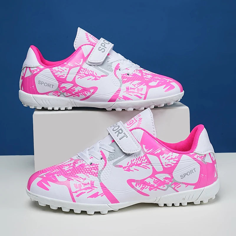 Sxfdneay Boys Soccer Cleats Velcro Leather Training Shoes