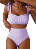 Striped High Waisted Bikini Set for Women by MALEY LifeStyle