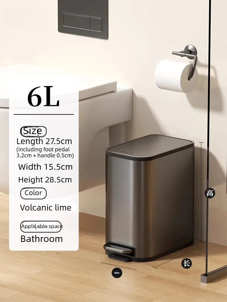 Large Capacity Stainless Steel Kitchen Bin in Italian Style