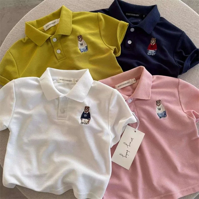 Toddler Boys Cartoon Polo T-shirt in Cotton for Summer