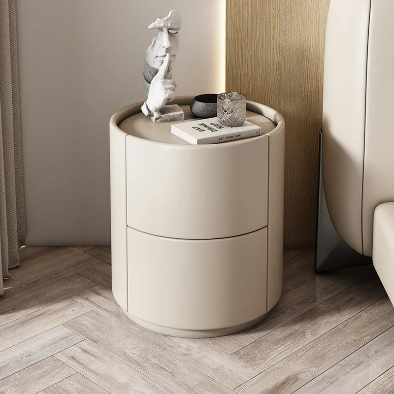 Modern Minimalist Solid Wood Nightstand with Two Drawers