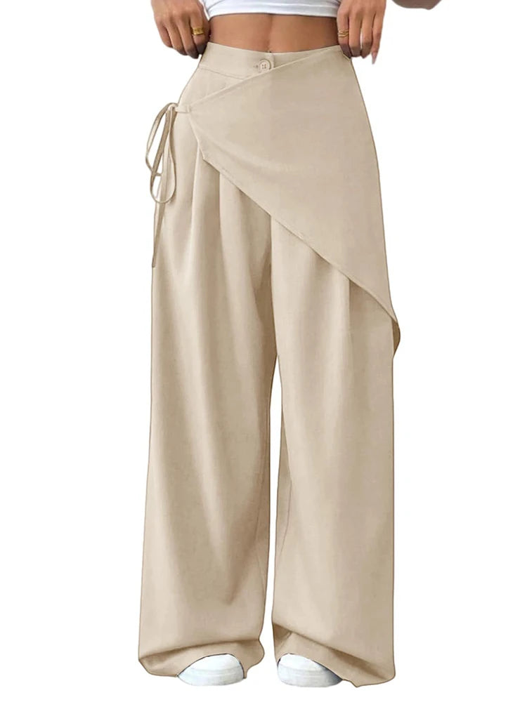 High Waist Loose Wide Leg Trousers for Women in Polyester