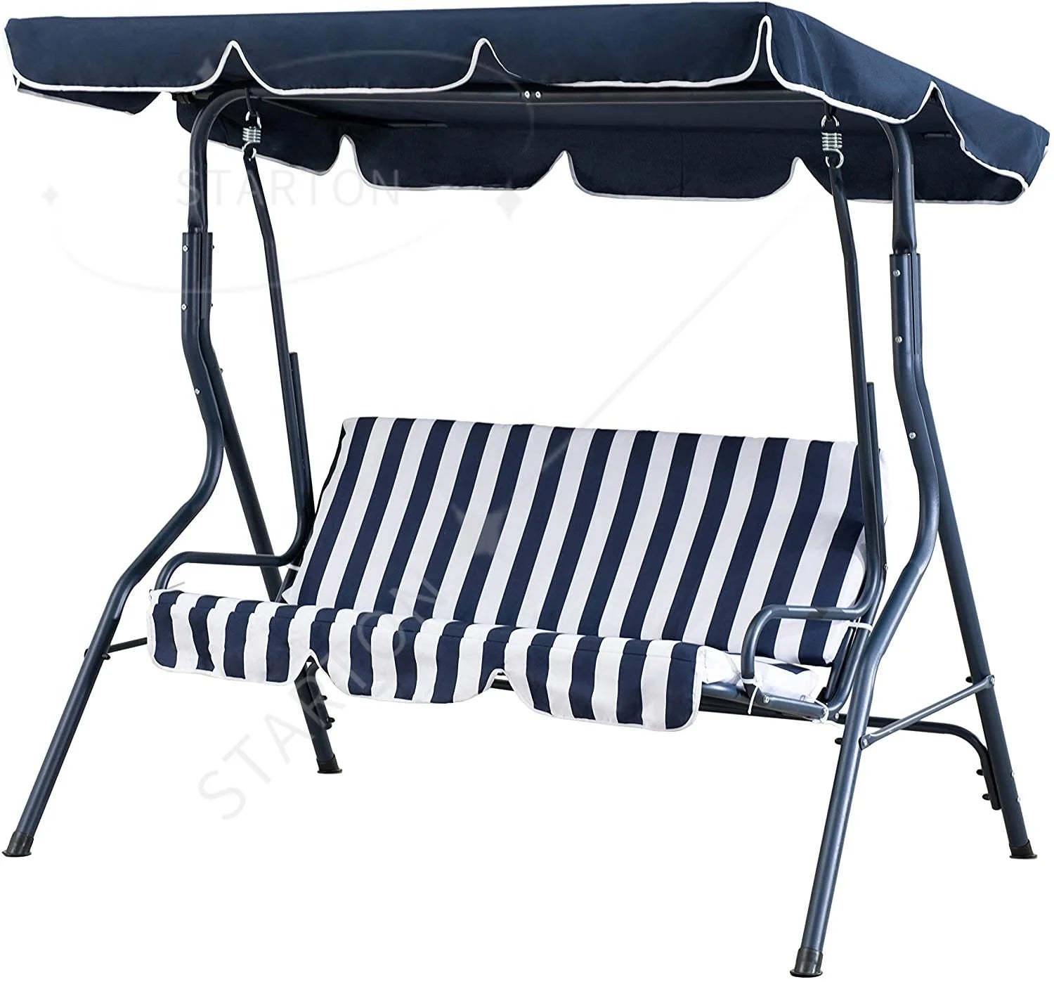 Modern Outdoor 2-Seat Patio Swing with Canopy and Metal Frame