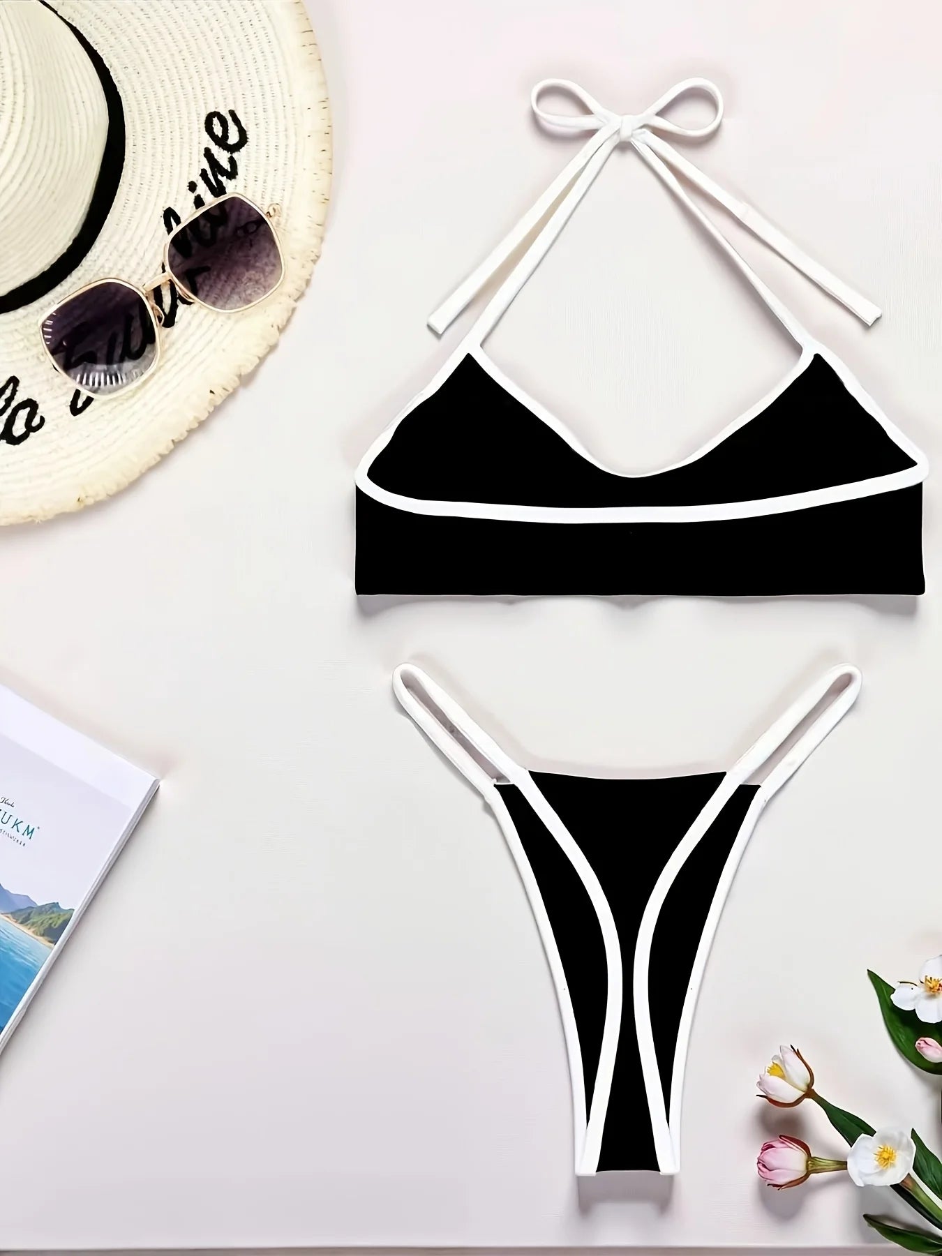 Black and White High Cut Bikini Set for Women 2026