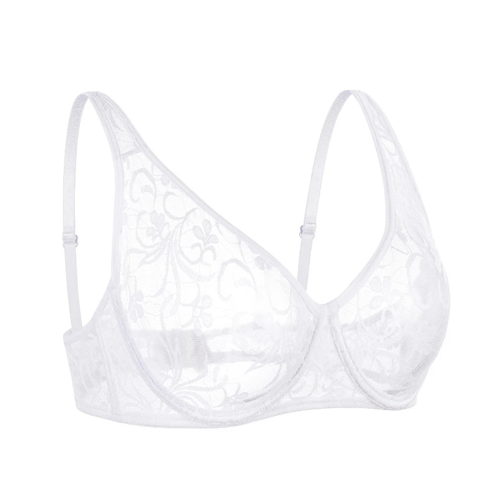 Sexy Lace Underwire Bra with Embroidery for Women