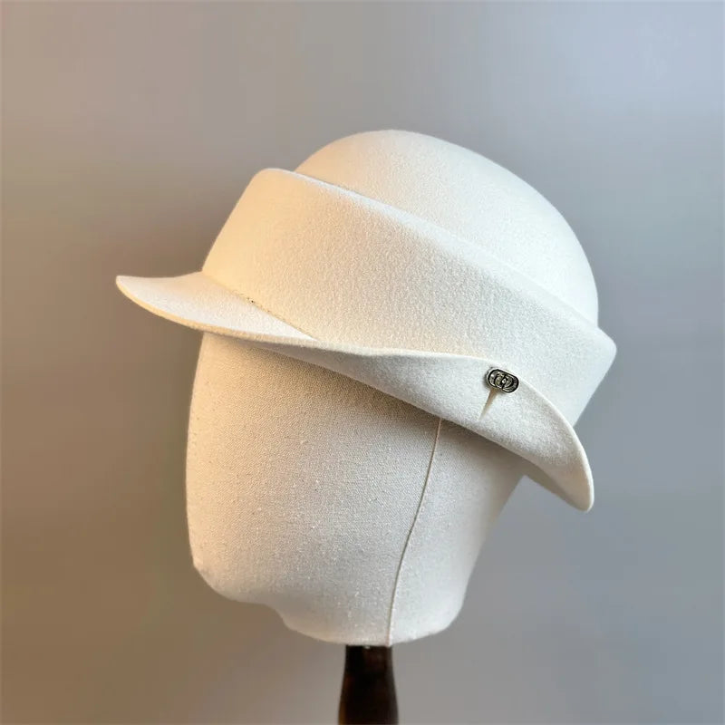 Elegant Wool Fedora Hat for Women in Retro Style