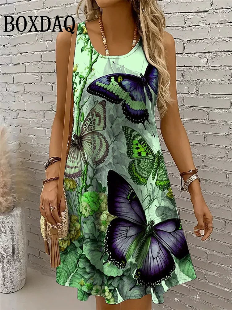 Butterfly Print Summer Sundress for Women by BOXDAQ