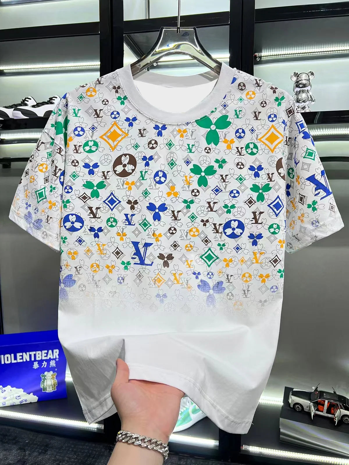 2026 New Style Men's Casual Trendy Fashion Short-Sleeved T-Shirt Classic Round-neck T-Shirt Colorful Print Letters Summer Shirt