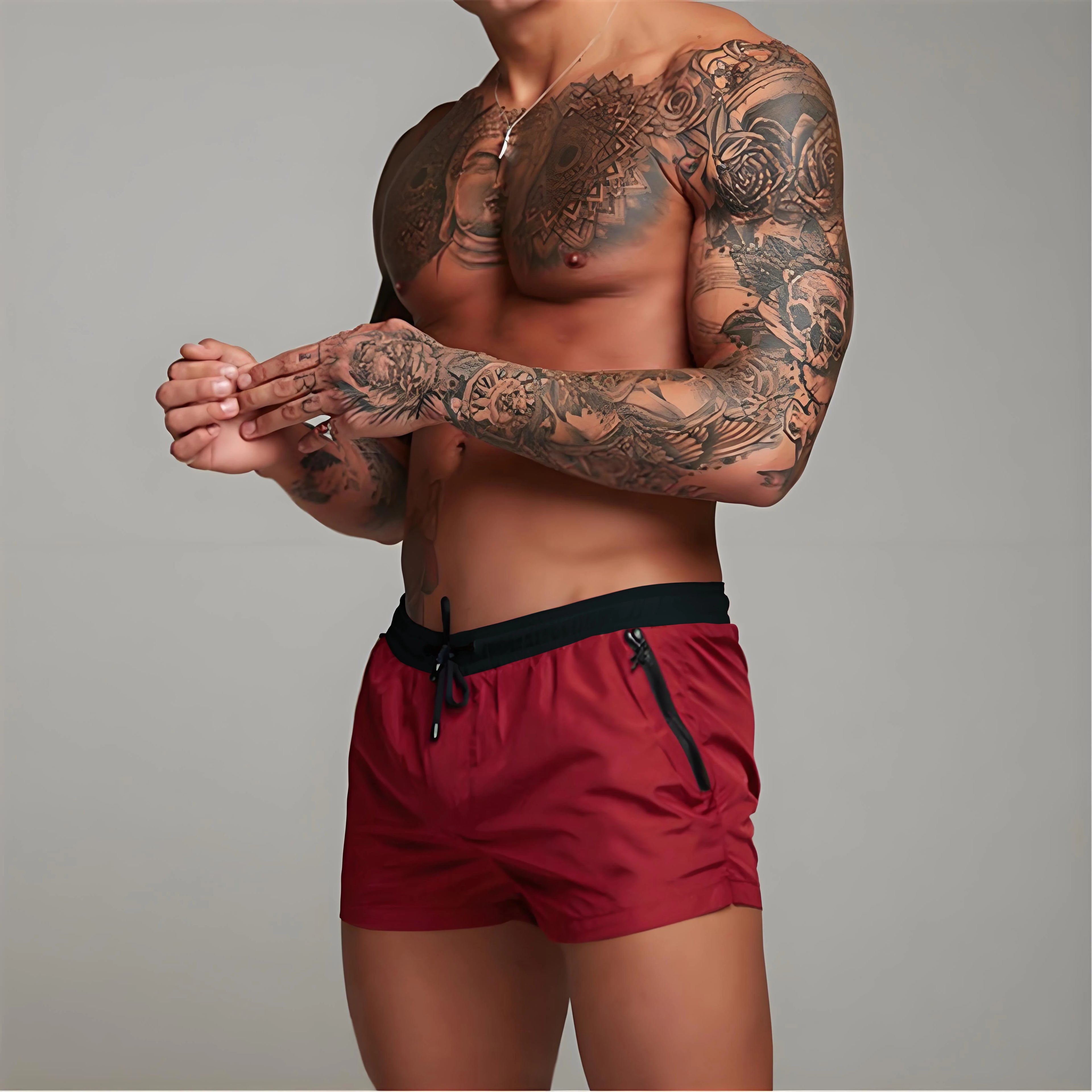 Men's Quick Dry Polyamide Swim Trunks with Liner for Beach Sports
