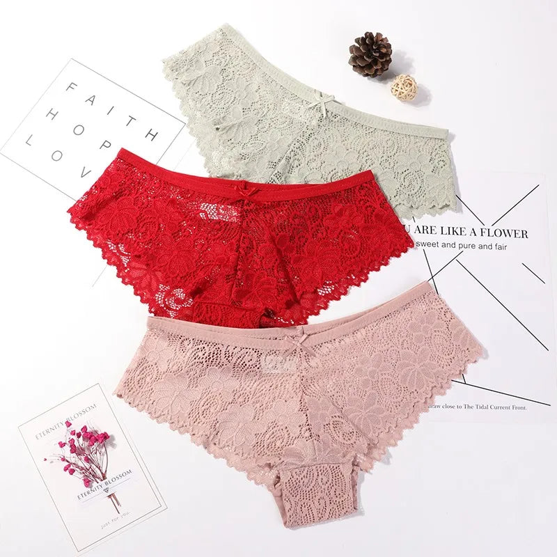 Lace Hollow Briefs Set for Women in Multiple Colors