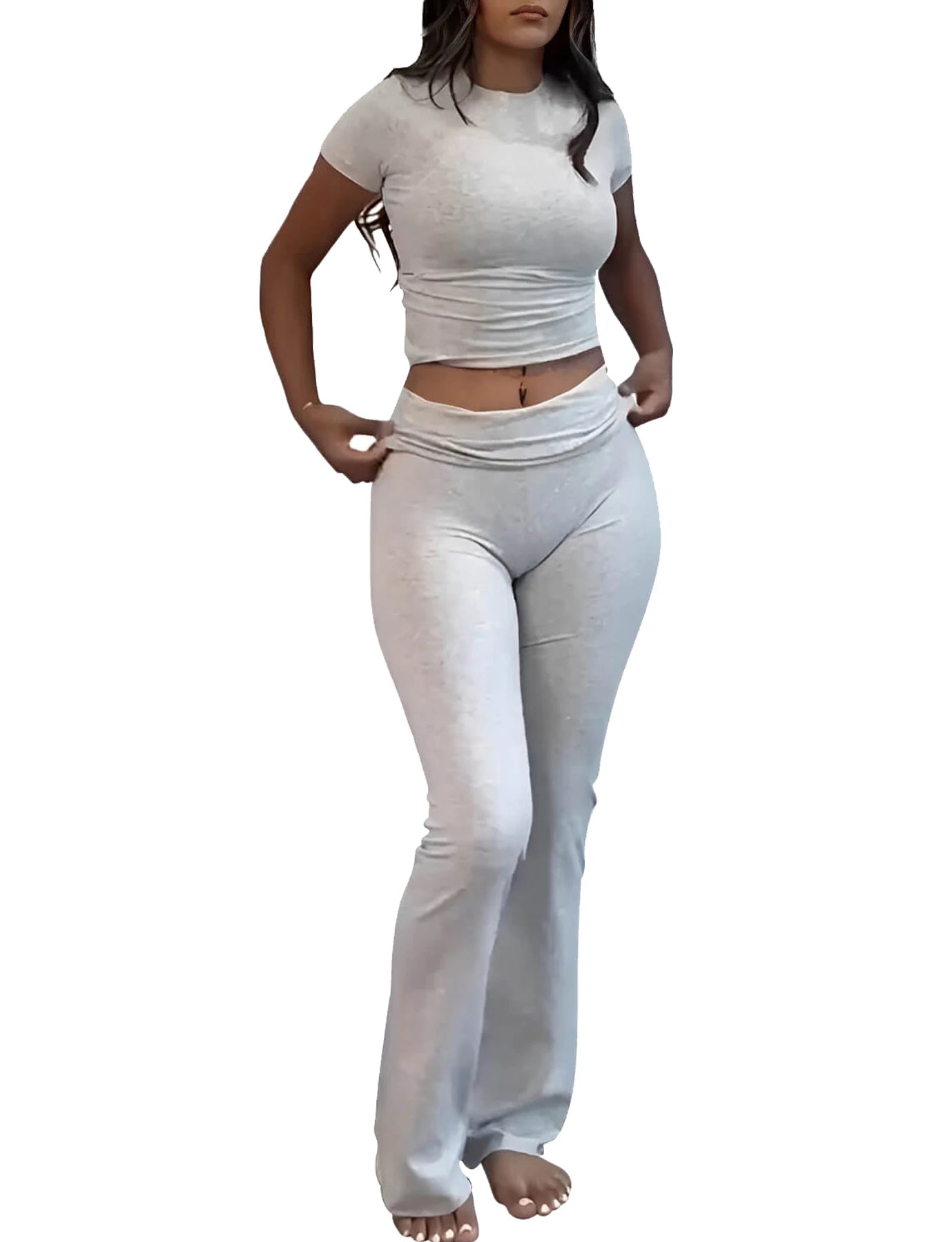High Waist Flare Pants Tracksuit Set for Women by charnisha