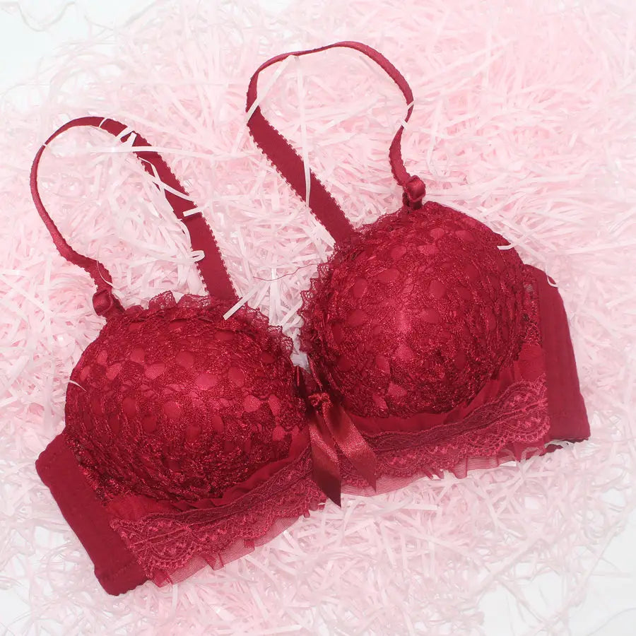 Push Up Lace Bra for Women with Back Closure and Underwire