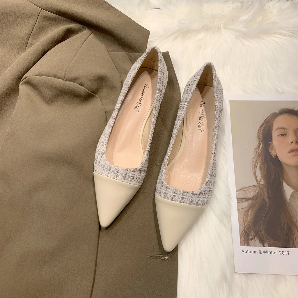 Flat Shoes for Women 2023 New Spring  Autumn Temperament Pointed Flat Heel Ladies Shoes for Women Matching Large Size 41