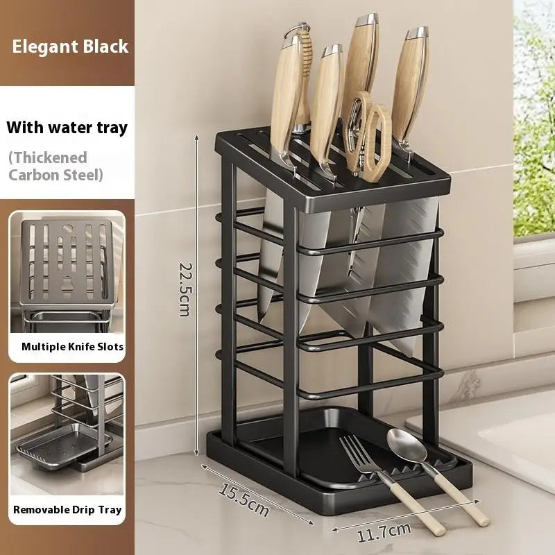 Multi-function Metal Dish Rack and Knife Holder for Kitchen
