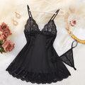 Red Lace Crotchless Babydoll Set for Women