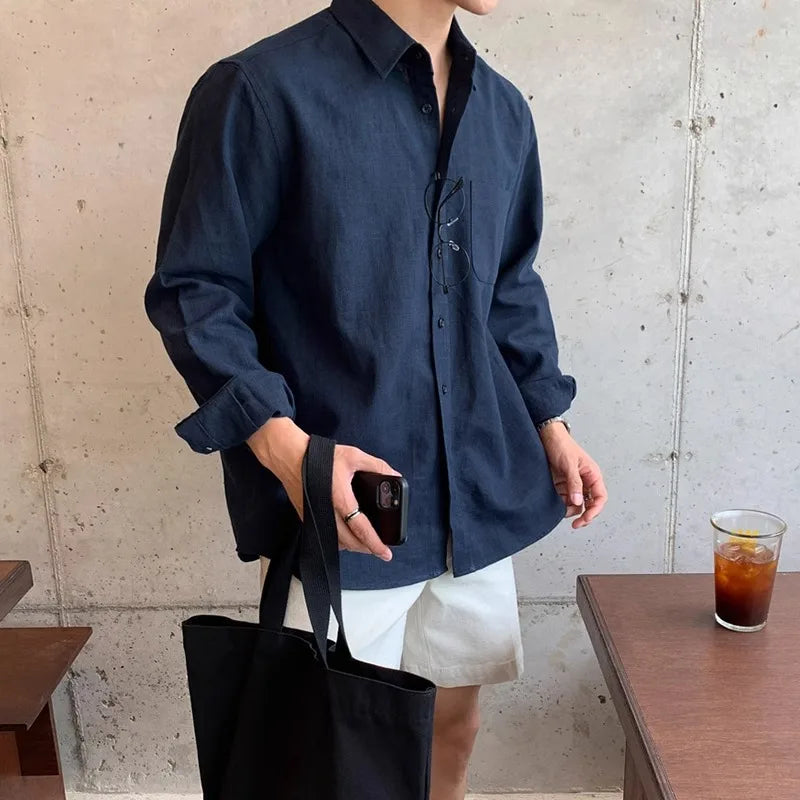 High End Long Sleeved Shirt for Men, Spring and Autumn New Style, Loose and Casual Design Jacket Top