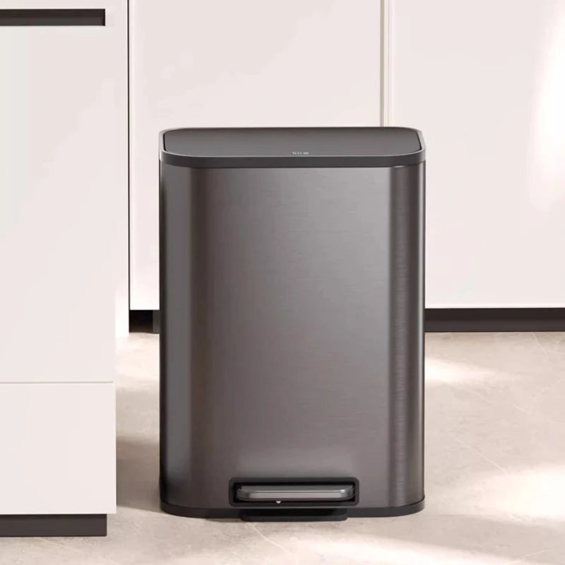 Large Capacity Stainless Steel Kitchen Bin in Italian Style