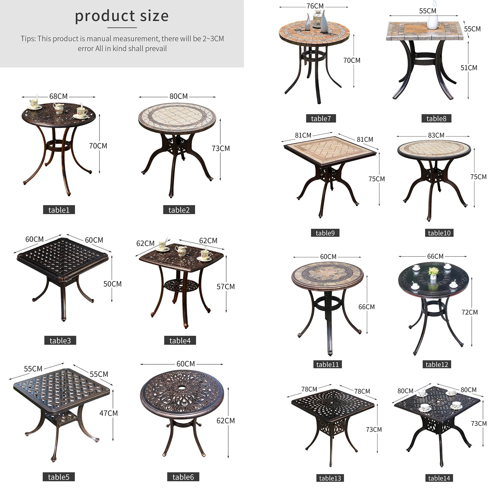 Aluminum Frame Round Bistro Table for Outdoor Dining