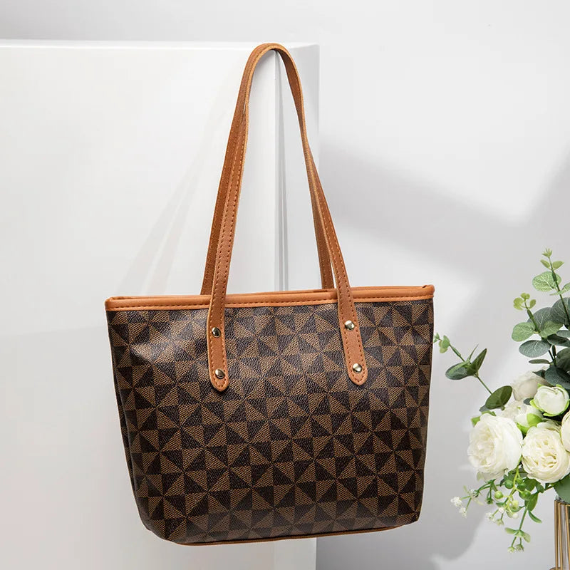 Embossed Floral Tote Bag for Women with Large Capacity