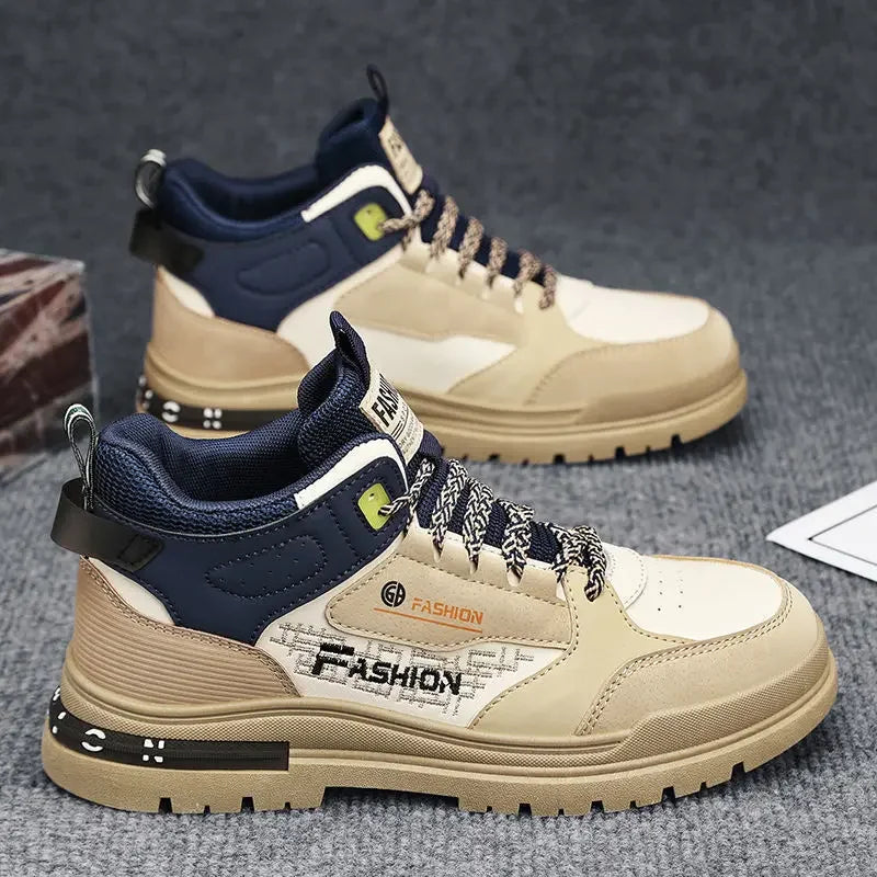 YEAE Men High Top Lace-Up Sneakers for Outdoor Walking