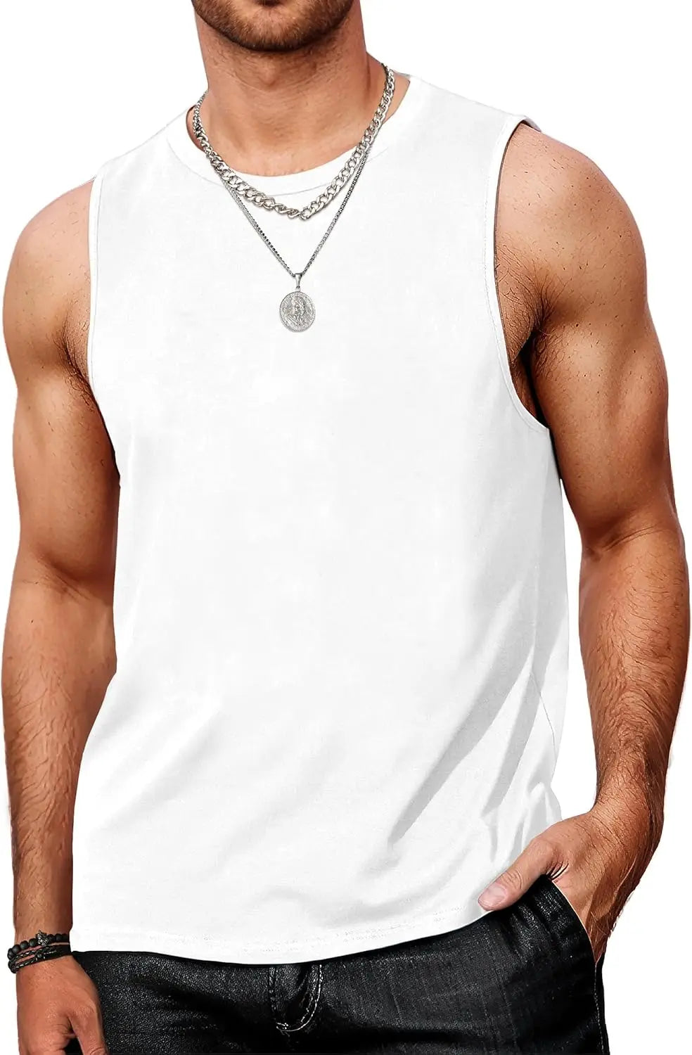 Men's Summer Polyester Tank Tops for Sports and Beach
