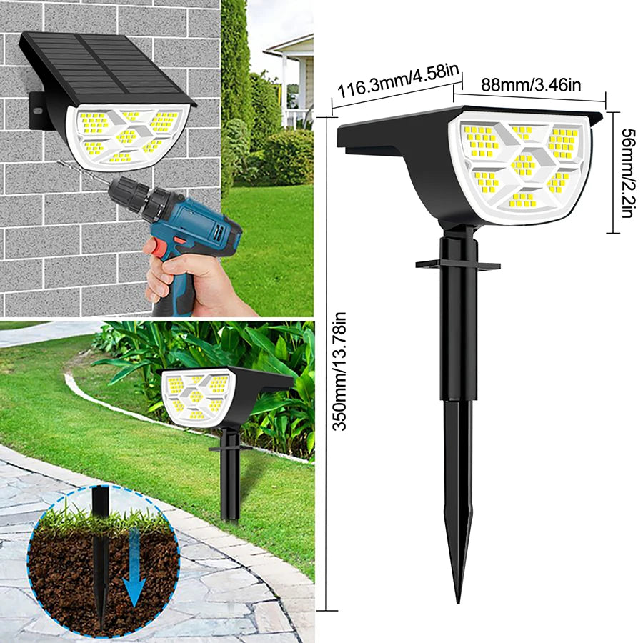 72 LED Solar Landscape Spotlights with IP65 Waterproof Design