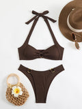 RUAON Women's Terylene Bikini Set with Bandeau Neckline