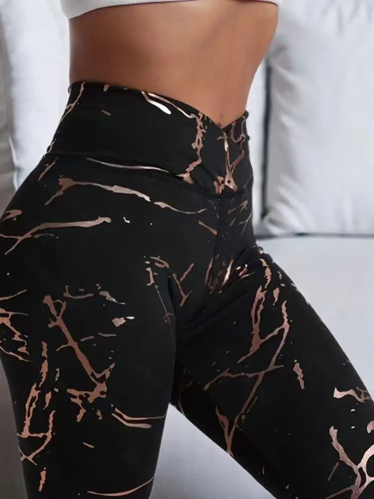 Gold-Stamped Cross-Waist Pants for Women by MALEY LifeStyle