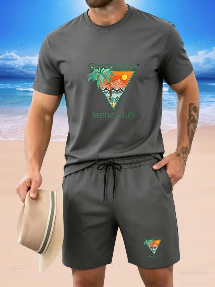 2026 New Trendy Men's Casual Set: A Simple and Stylish Short Sleeved Breathable Top and Pants Two-piece Set, Easy and Versatile