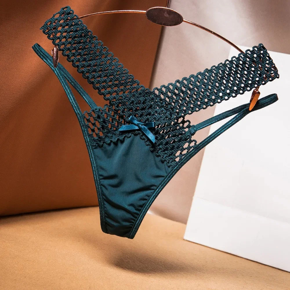 Lace Briefs for Women with Drawstring and Hollow Design