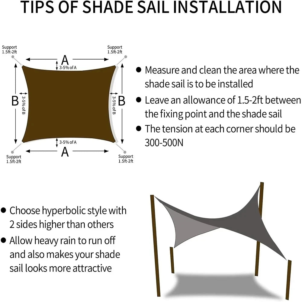 Waterproof Oxford Shade Sail for Outdoor Use, 5x4m