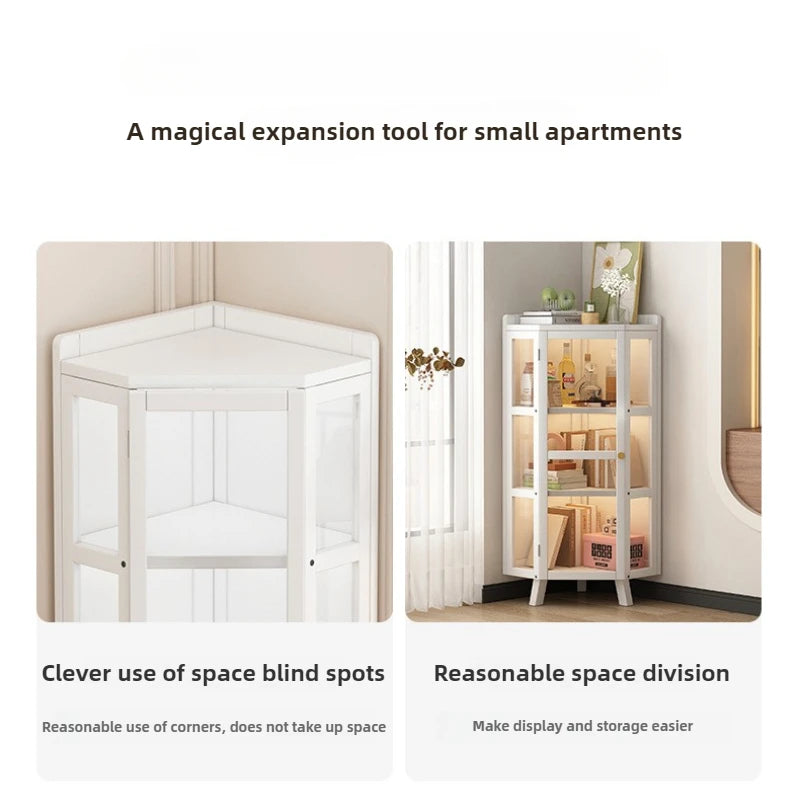Modern Bamboo Corner Cabinet for Living Room Storage