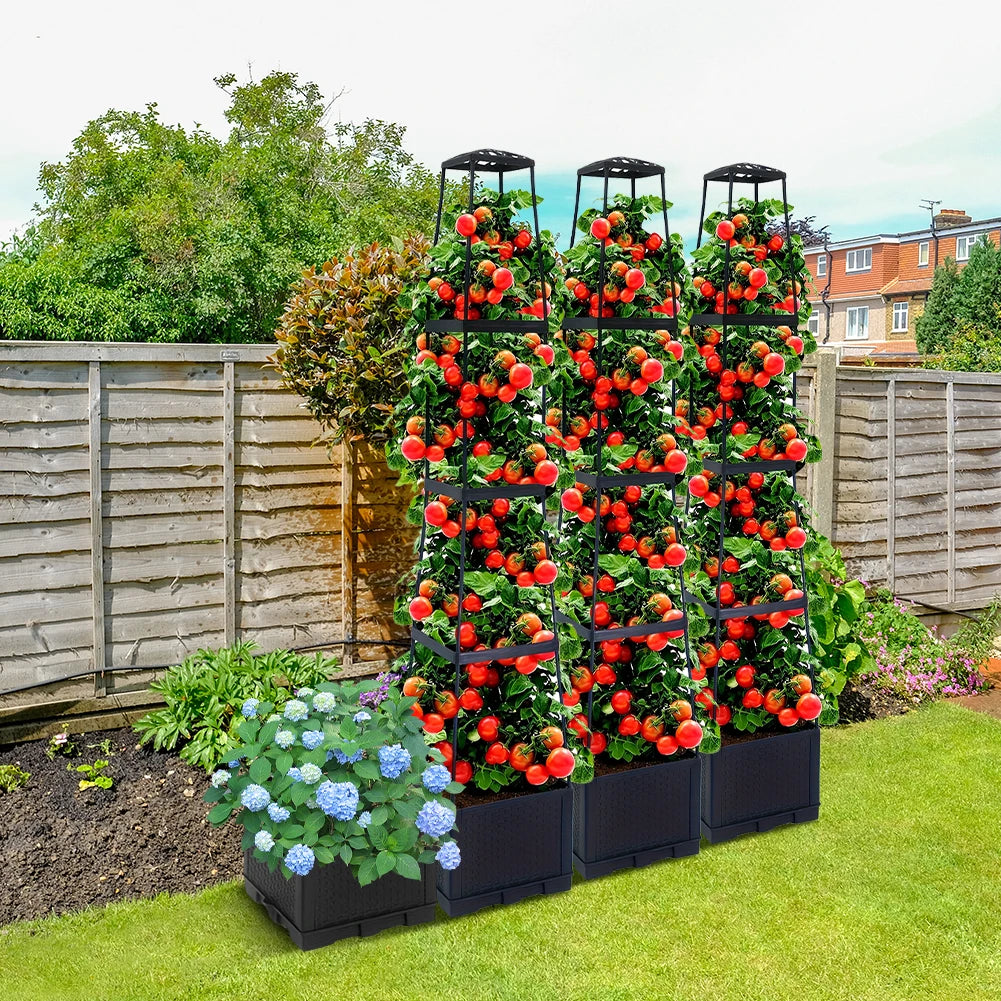 4 Tier Plastic Planter Stake Tower for Climbing Plants