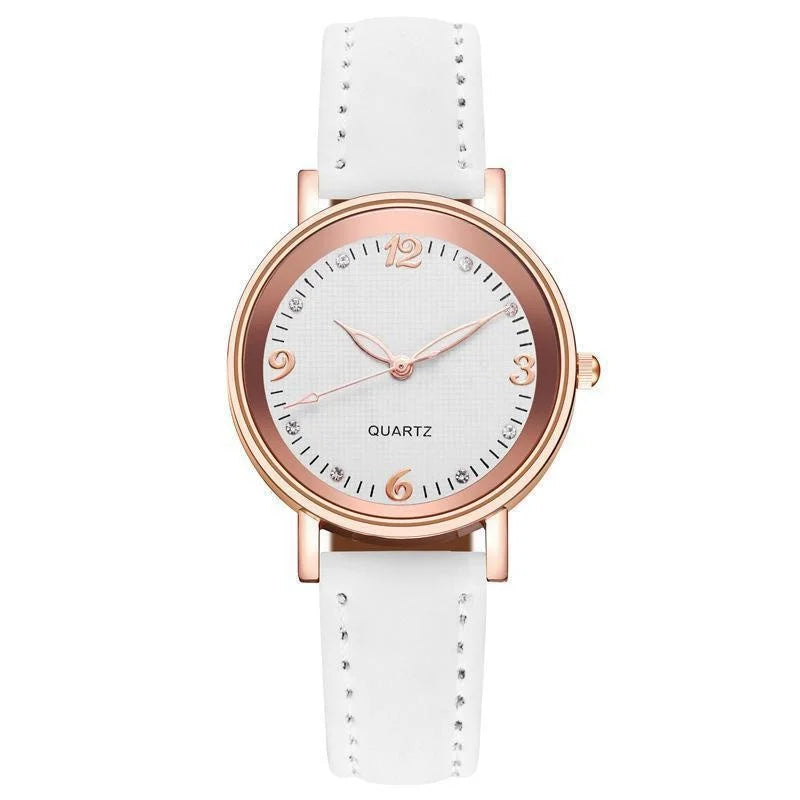 Elegant Women's Quartz Watch with Leather Band and Luminous Dial
