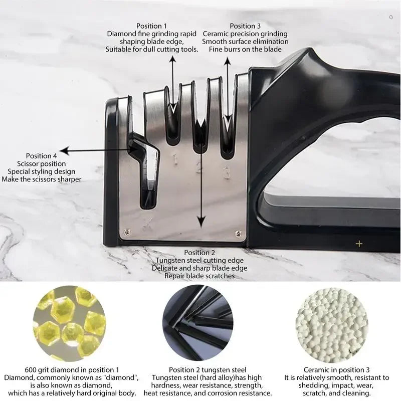 Portable 4 Segment Knife Sharpener for Kitchen Use