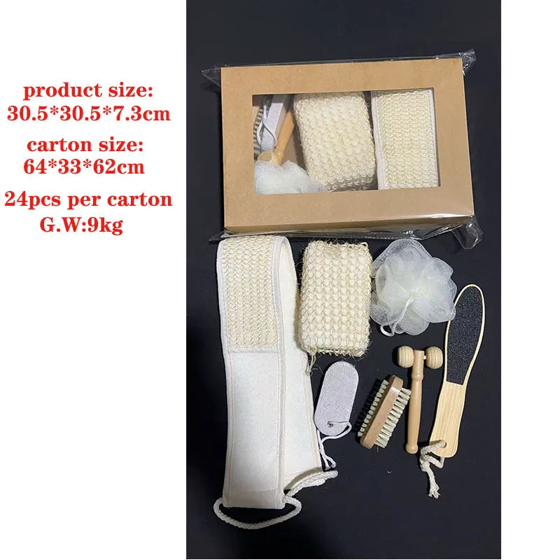 Sisal Bath Set with Towel, Brush and Grindstone Gift Box