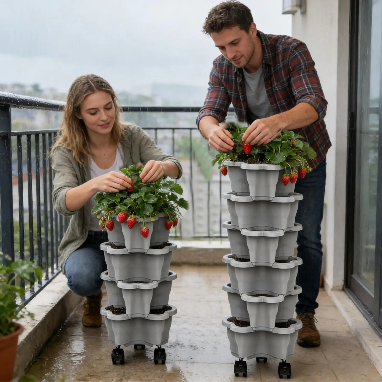 6-Tier Vertical Planter with Wheels for Indoor Outdoor Gardening