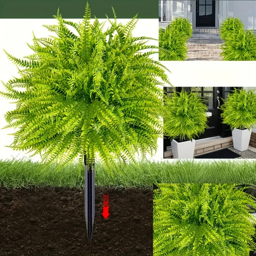 Faux Pampas Grass Shrub Set with Ground Stake for Home Decor