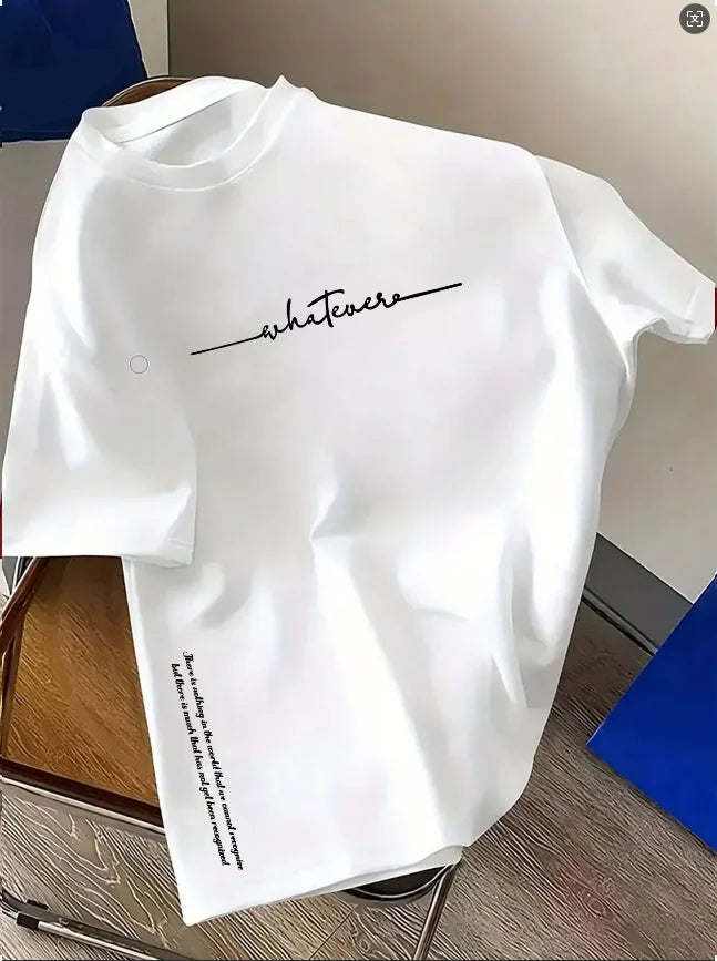 Stylish Men's T-Shirt: 100% Cotton, Minimalist Letter Print, Casual, Comfortable, Versatile, Loose-Fit, Sporty Style.