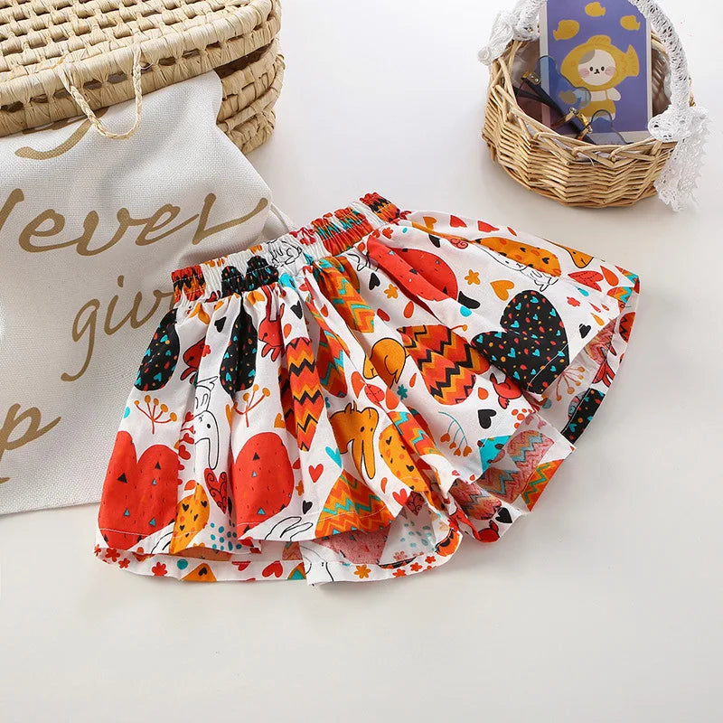 Cute Summer Cotton Girls Skirt Shorts for Kids 4-6Y