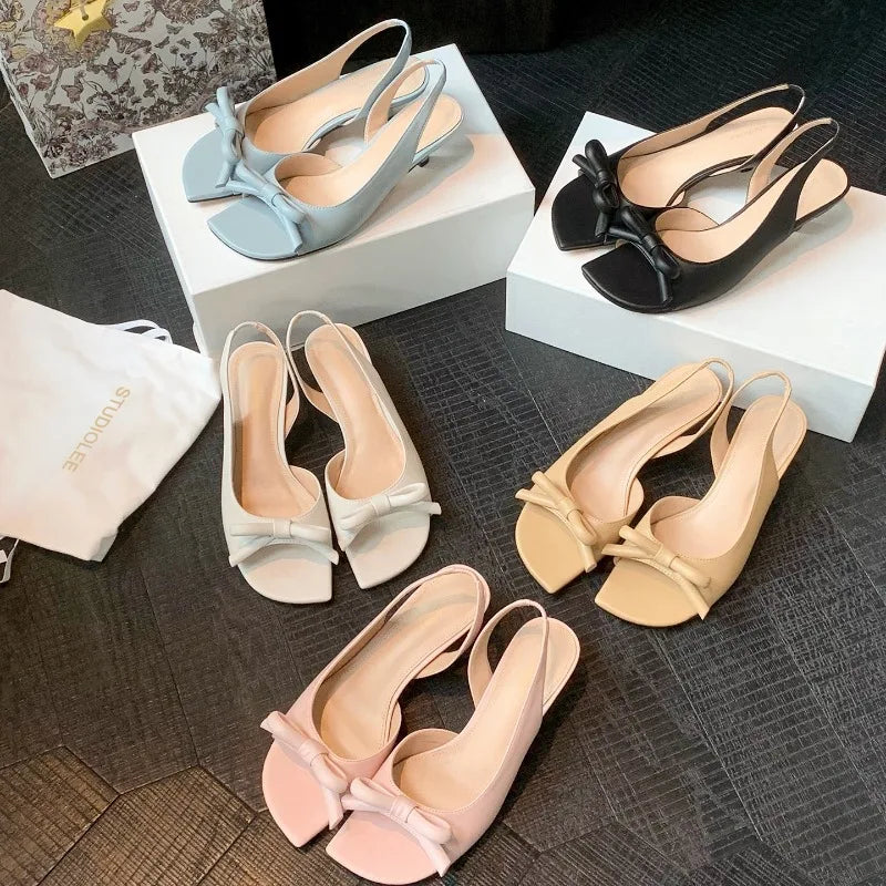 KLYH Elegant High Heeled Sandals for Women with Butterfly Knot