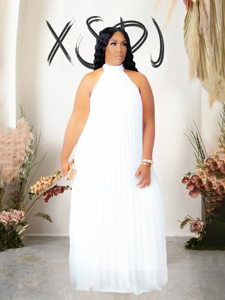 Elegant Plus Size Chiffon Halter Dress for Women