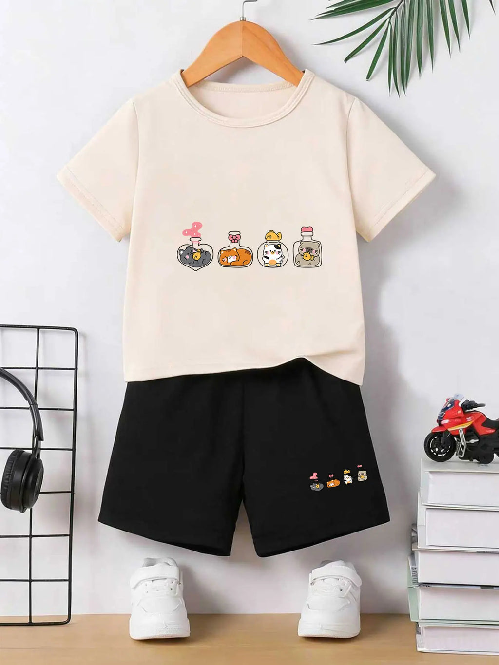 Boys Cute-Pet Print Casual Summer 2-Piece Outfit Set