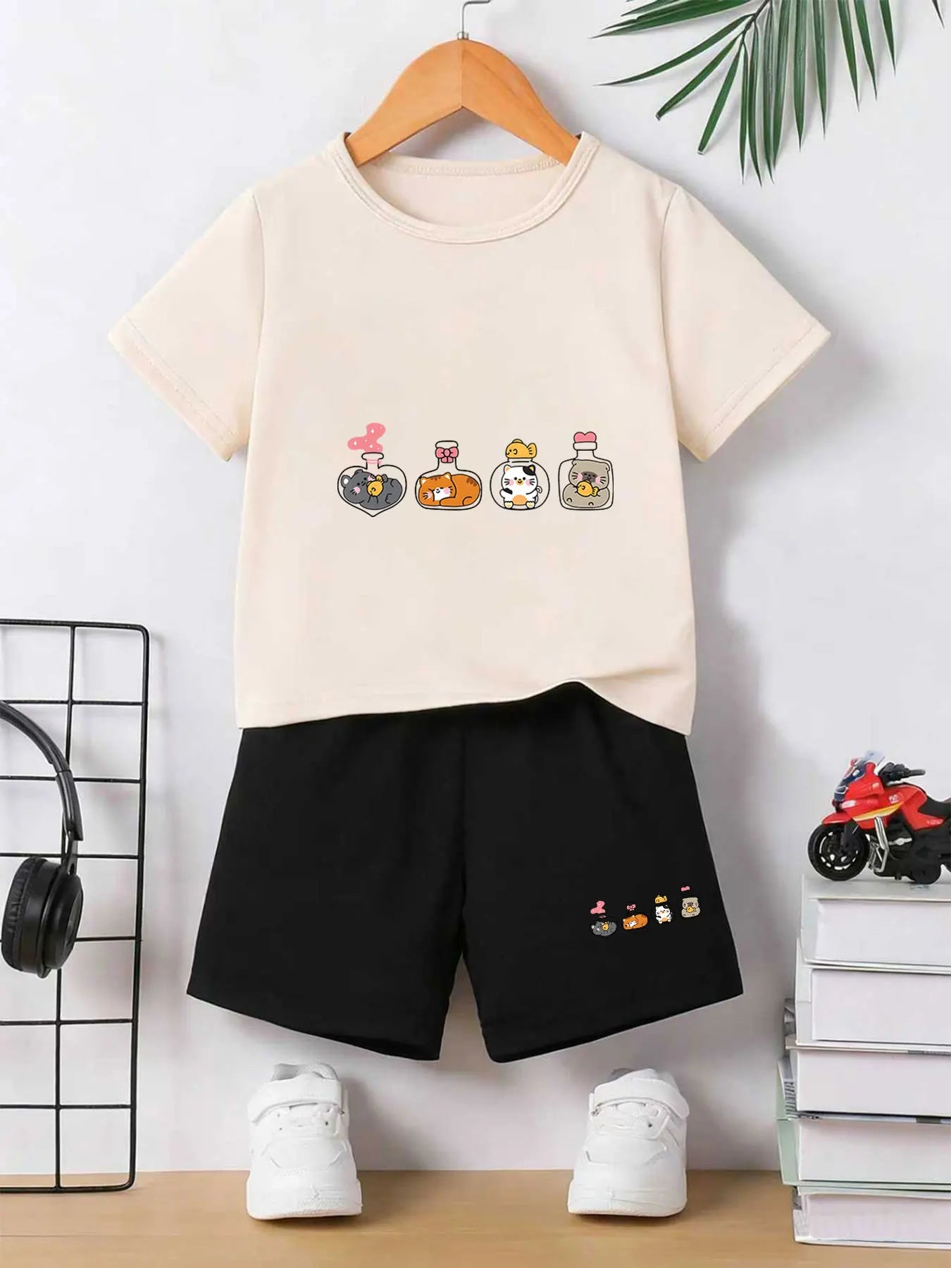 Boys Cute-Pet Print Casual Summer 2-Piece Outfit Set