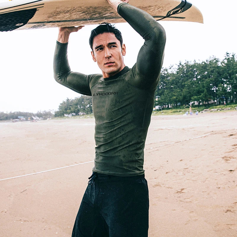 New Men Swimming T-shirt Swimsuit Beach UV Protection Rash Guard Diving Swimwear Long Sleeve Surfing Suit Surf Clothes Rashguard