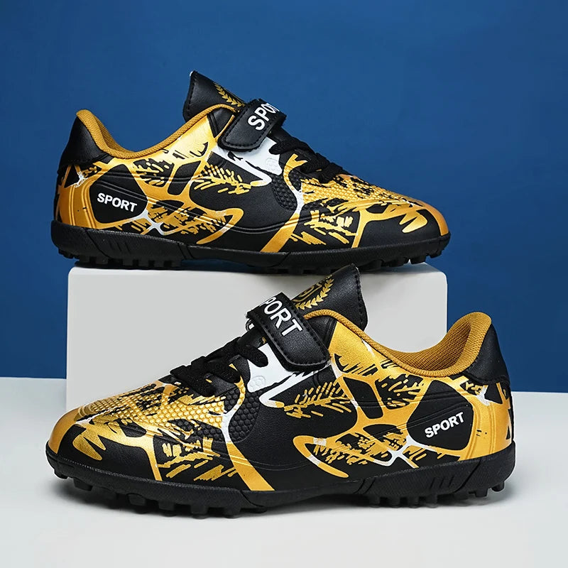 Sxfdneay Boys Soccer Cleats Velcro Leather Training Shoes