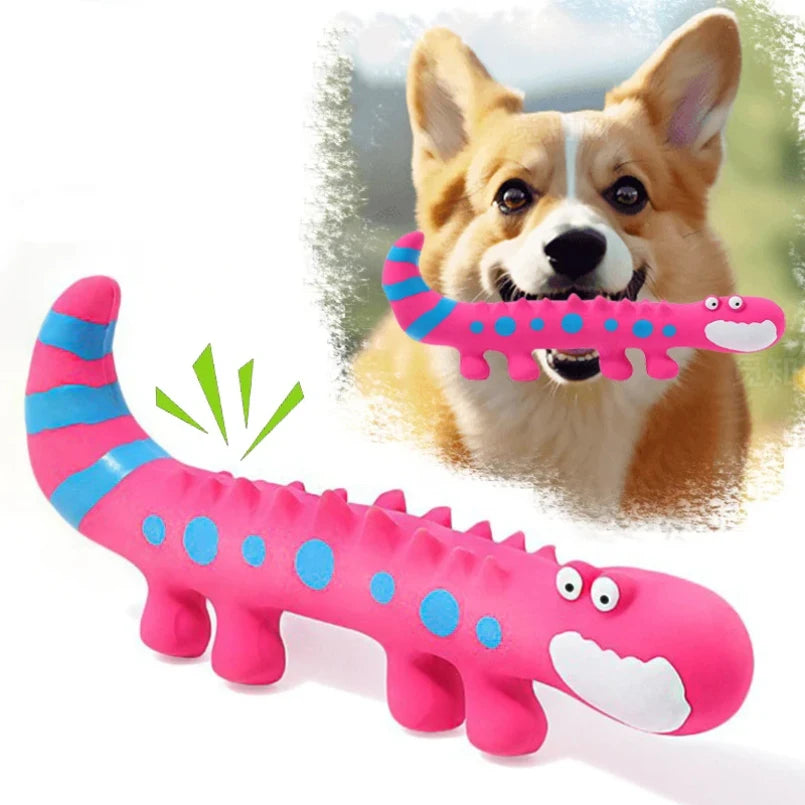Squeaky Rubber Lizard Dog Chew Toy for Small and Medium Dogs